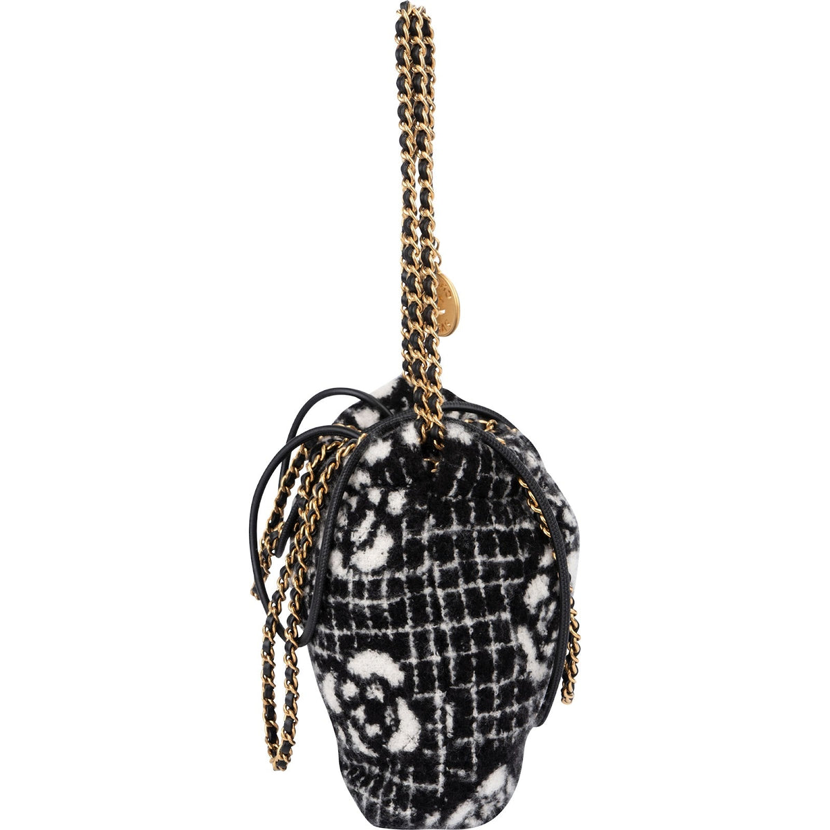Chanel 22 Cashmere Checkered Rose Pattern Bucket Small Crossbody Handbag