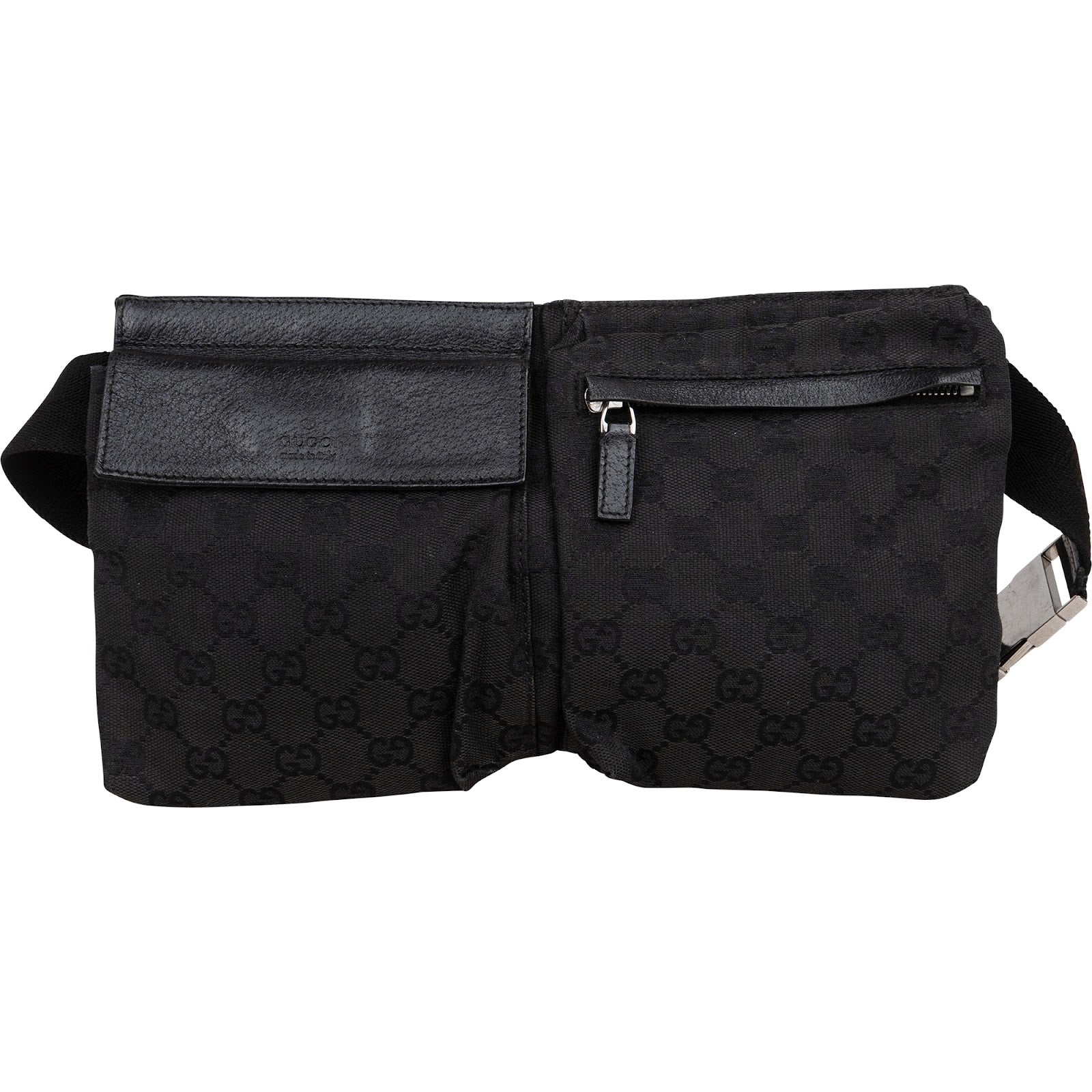 Gucci Black Monogram GG Belt Crossbody Bag