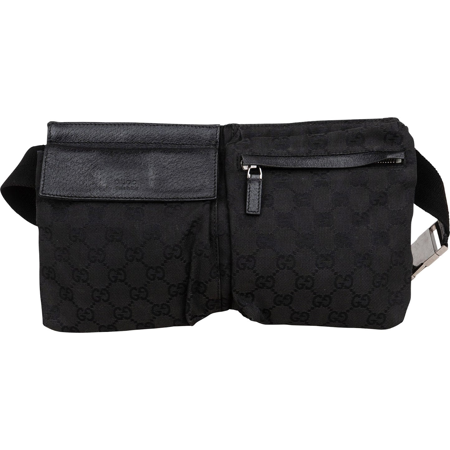 Gucci Black Monogram GG Belt Crossbody Bag