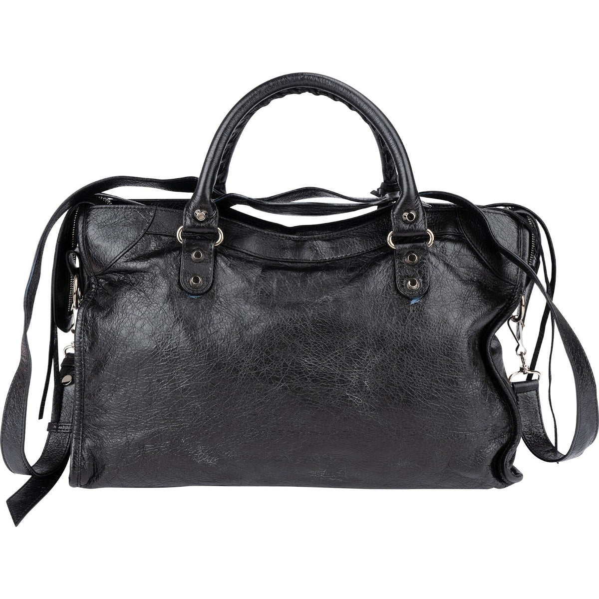 Balenciaga Black Arena Leather City Handbag