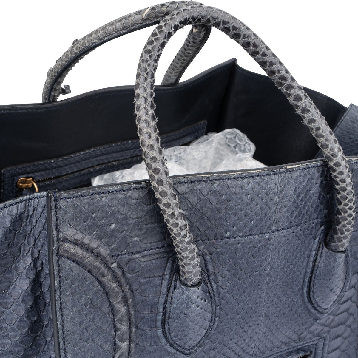 Celine Bleu Python Leather Phantom Handbag
