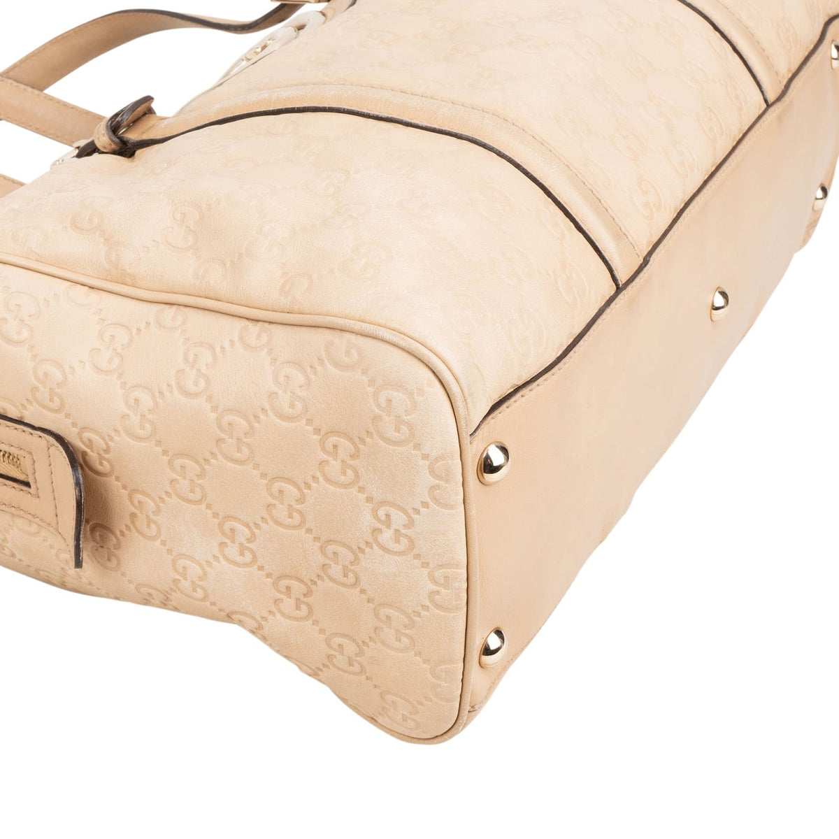 Gucci Beige Guccissima Leather Web GG Boston Shoulder Bag