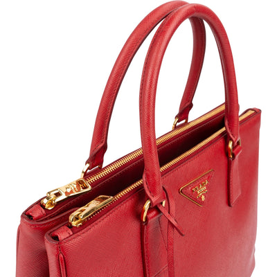 Prada Red Saffiano Leather Galleria Handbag