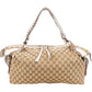 Gucci Monogram GG Heavy Braided Handle Bamboo Shoulder Bag