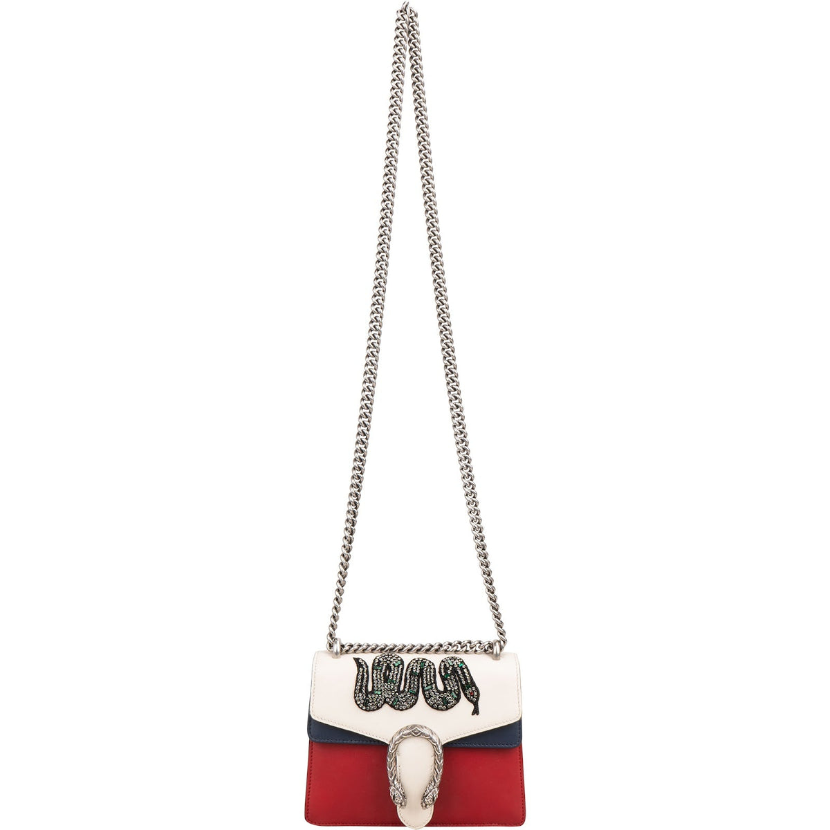 Gucci Tricolor Leather Dionysus Crystal Snake Small Crossbody Bag
