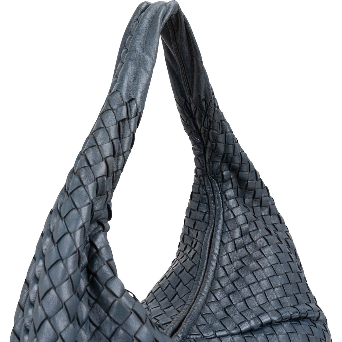 Bottega Veneta Blue Intrecciato Quilted Leather Belly Shoulder Bag