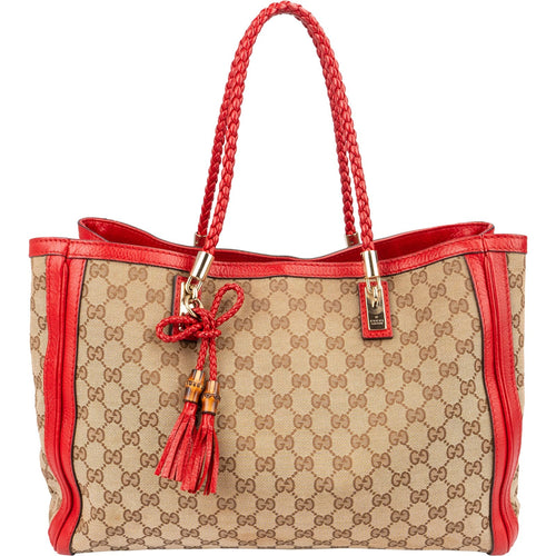 Gucci Monogram GG Canvas Bella Bamboo Handbag