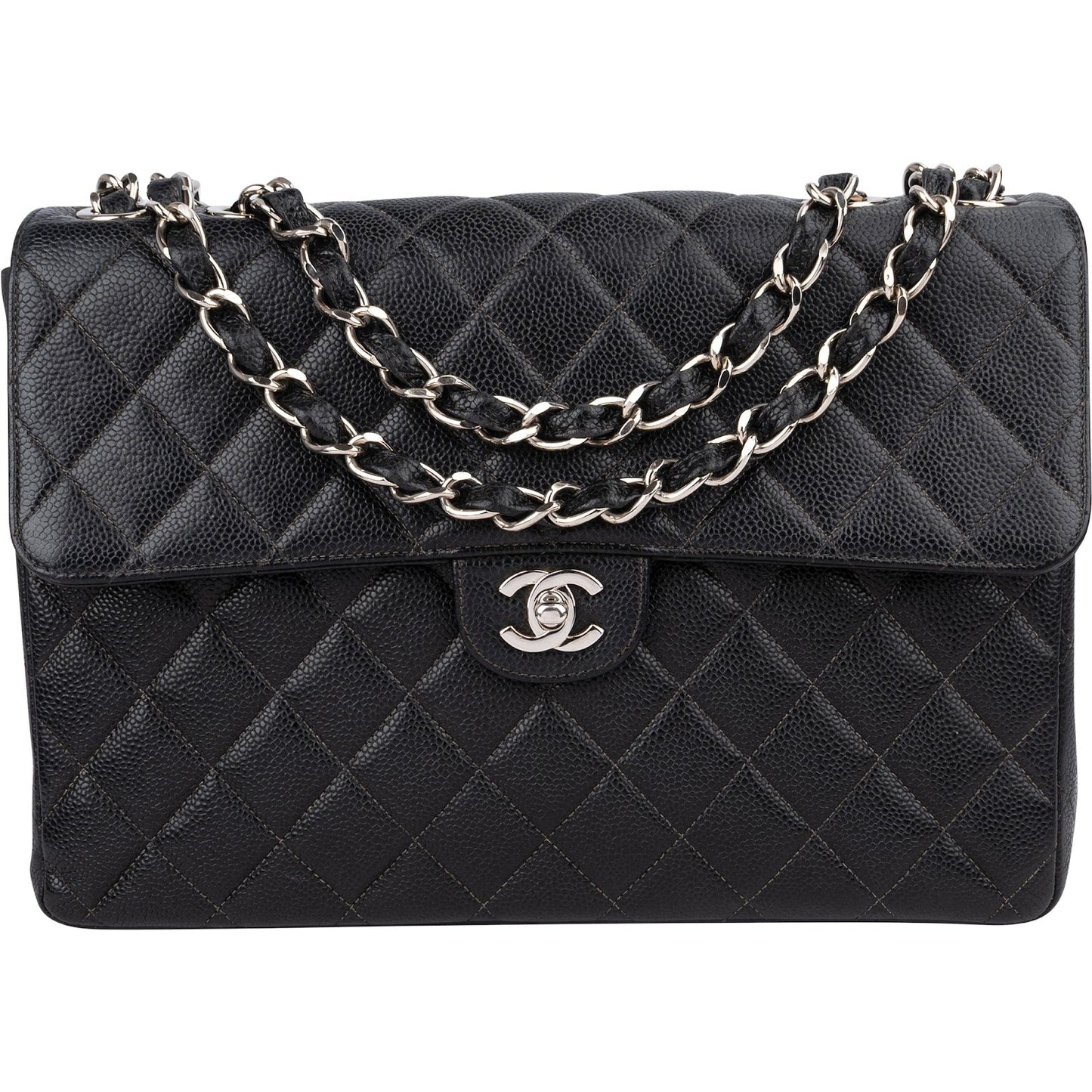 Chanel Quilted Caviar Leather Jumbo Single Flap Crossbody Bag