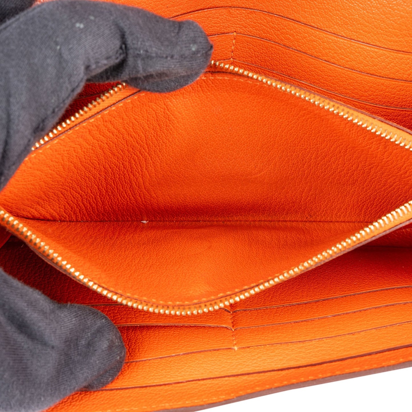Hermès Orange Ostrich Leather Kelly Wallet