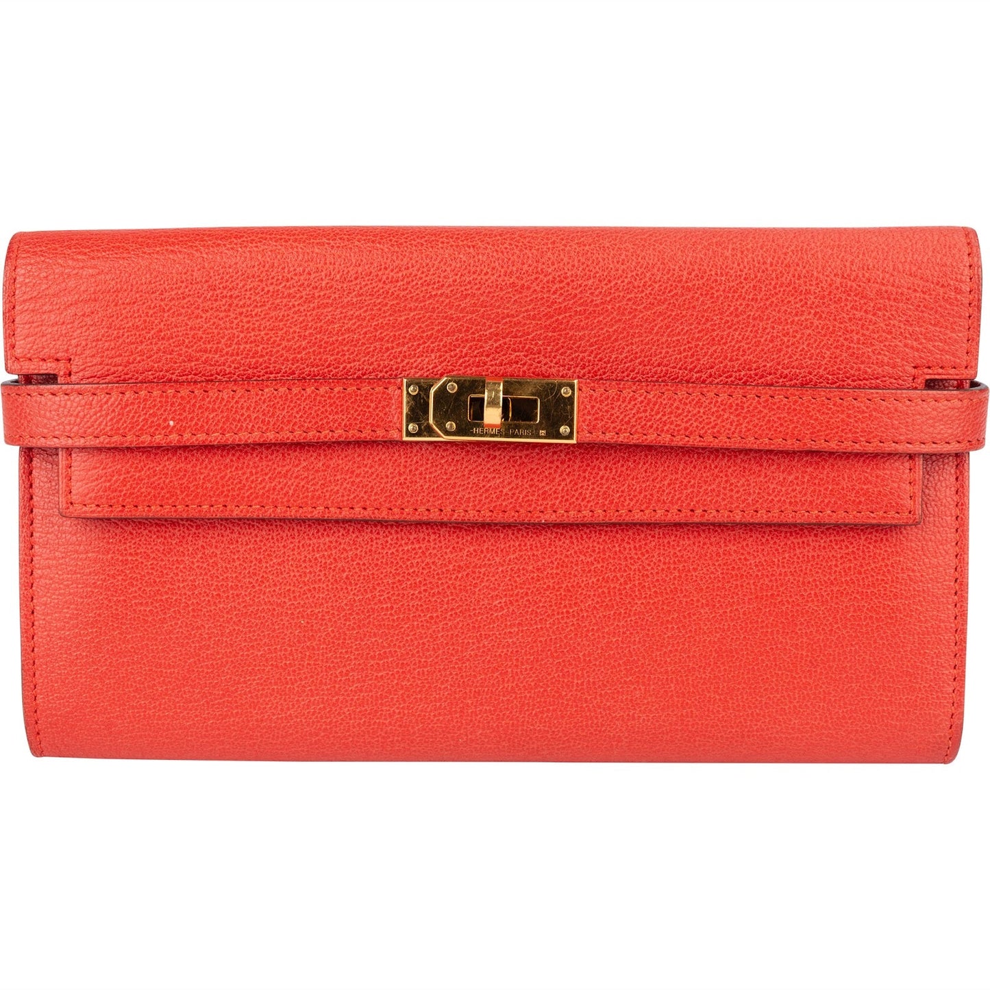 Hermès Red Clemence Leather Kelly Wallet