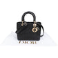 Christian Dior Black Crinkled Lambskin Small Lady Dior Handbag