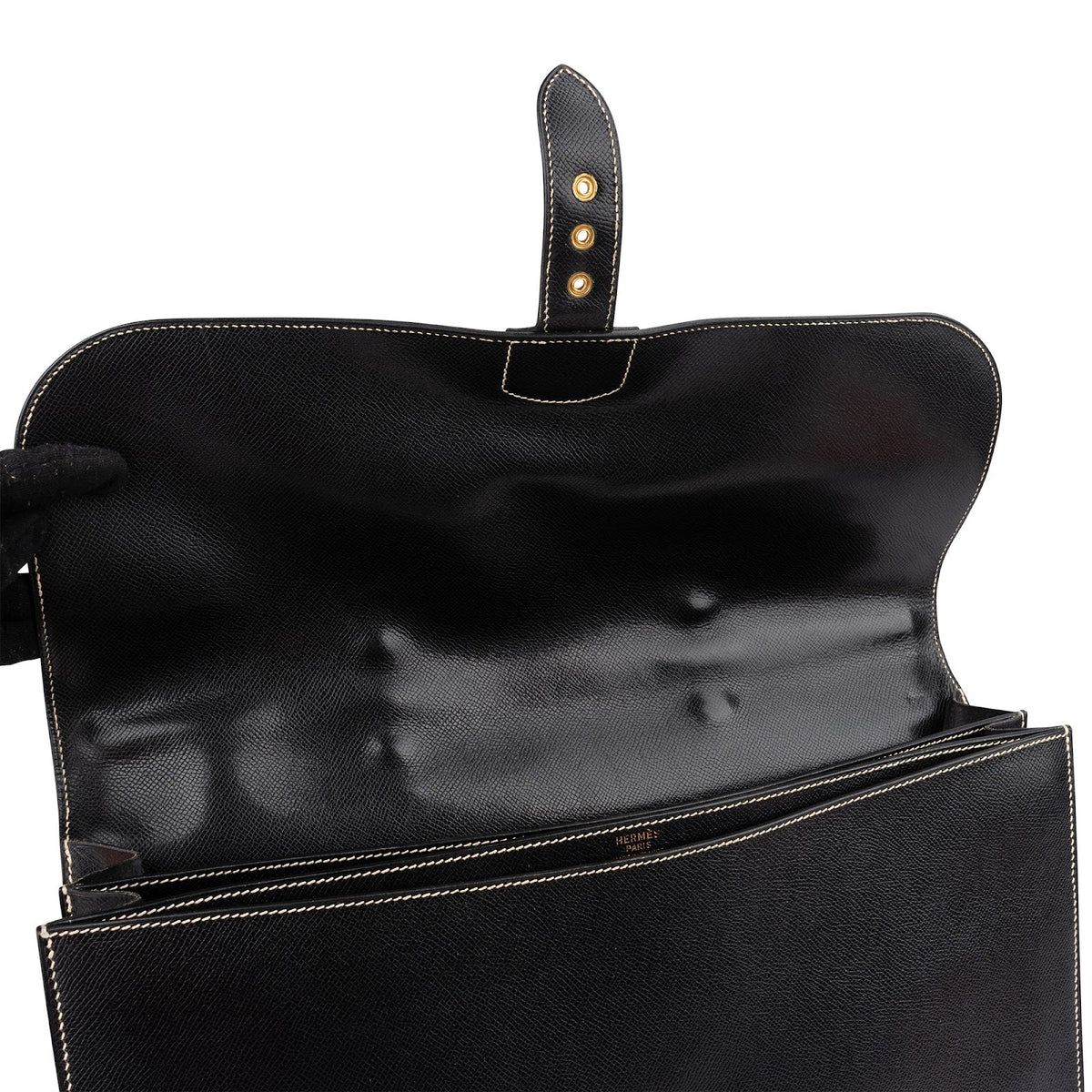 Hermès Noir Courchevel Leather Sac à Dépêches Business Handbag