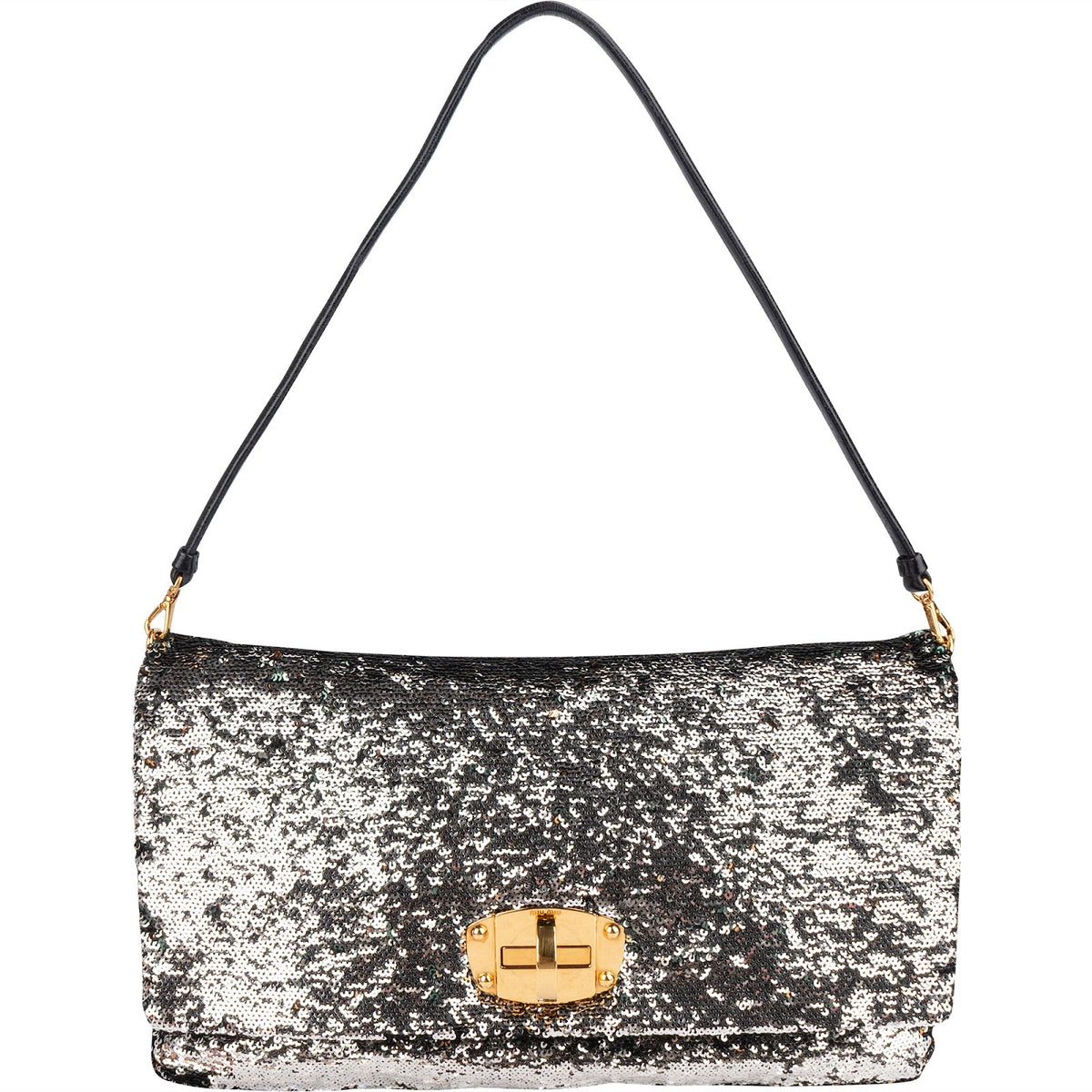 Miu Miu Bicolor Sequin Flap Hobo Shoulder Bag