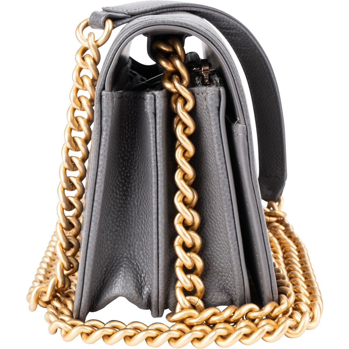 Chanel Quilted Caviar Leather Small Boy Mini Wallet On Chain Crossbody Bag