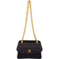 Chanel Navy Quilted Satin Top Bar 24K Gold Single Flap Small Crossbody Bag