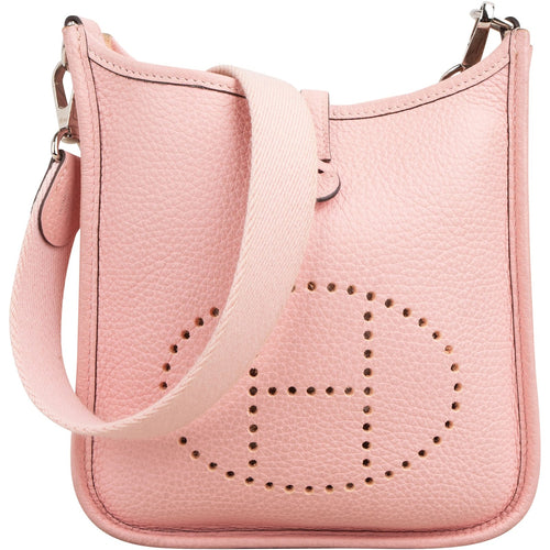 Hermès Rose Sakura Clemence Leather Mini Evelyne 16 Crossbody Bag