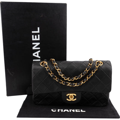 Chanel Quilted Lambskin 24K Gold Small Double Flap Shoulder Bag