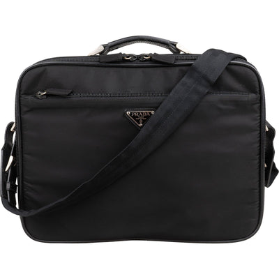 Prada Black Tessuto Nylon Laptop Business Handbag