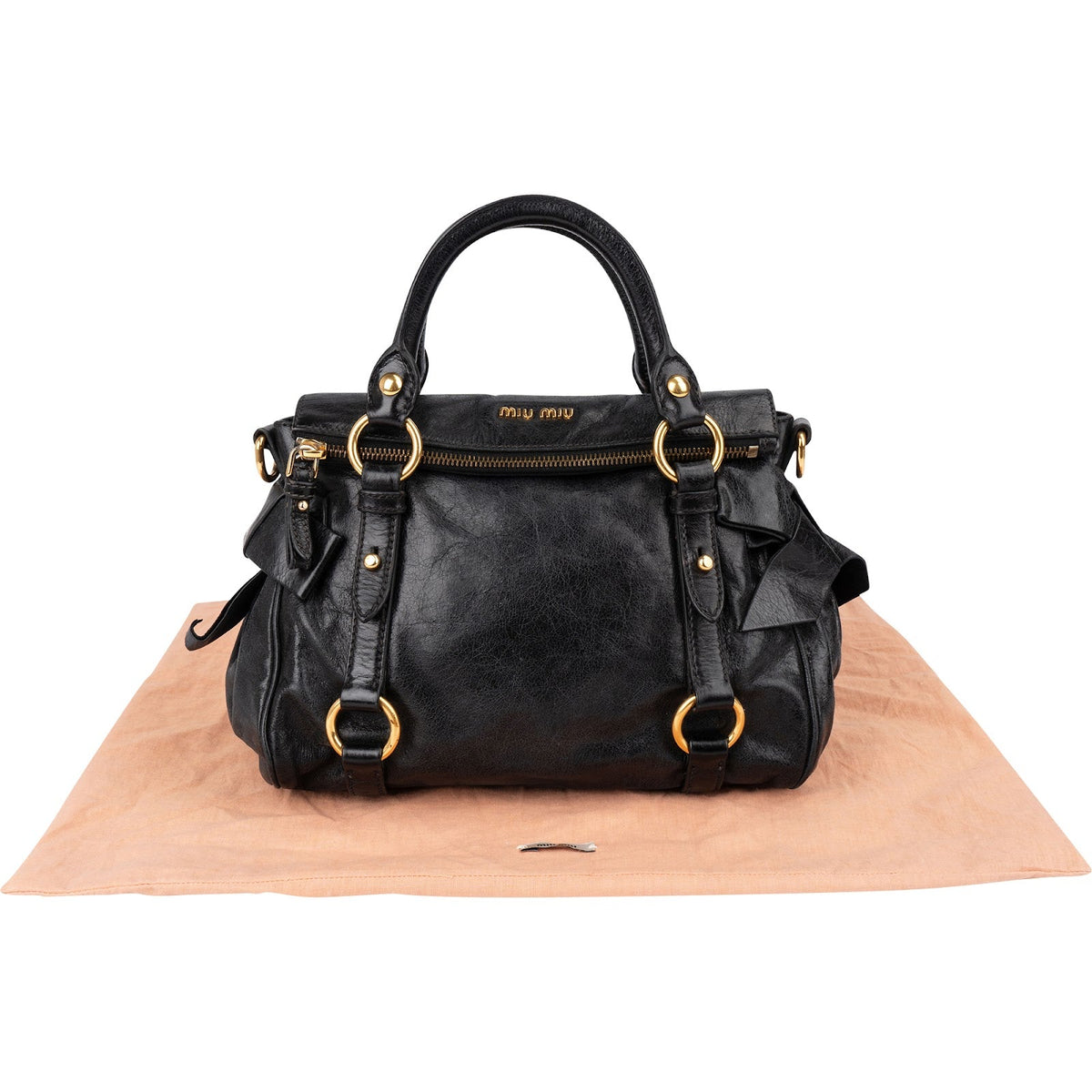 Miu Miu Small Bow aus Vitello-Lux-Leder – Ansicht 2