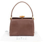 Gucci Brown Leather Bamboo Lock Top Handle Handbag