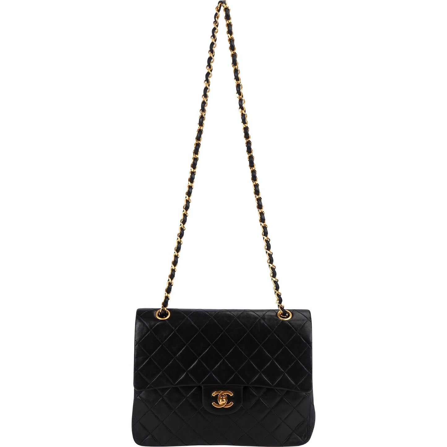 Chanel Quilted Lambskin 24K Gold Double Flap Shoulder Bag