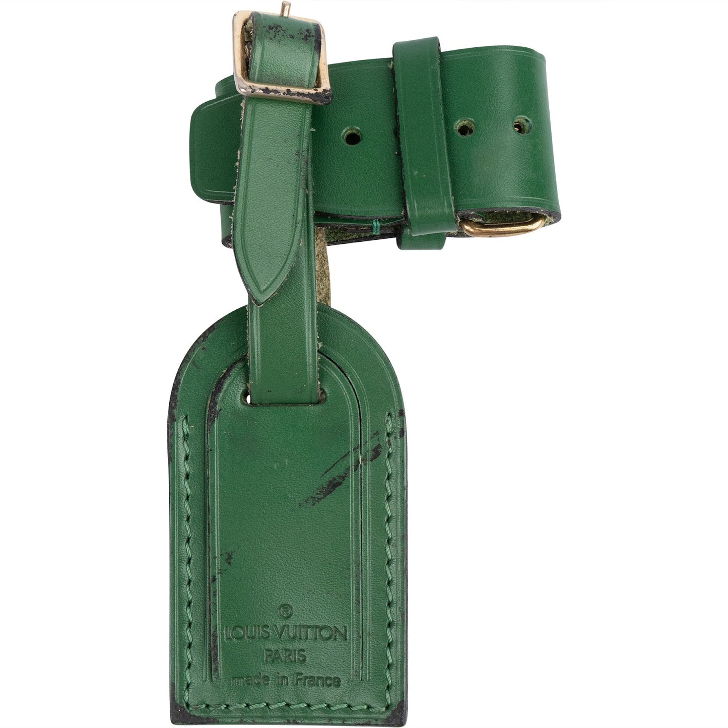 Louis Vuitton Green Leather Luggage Tag Set