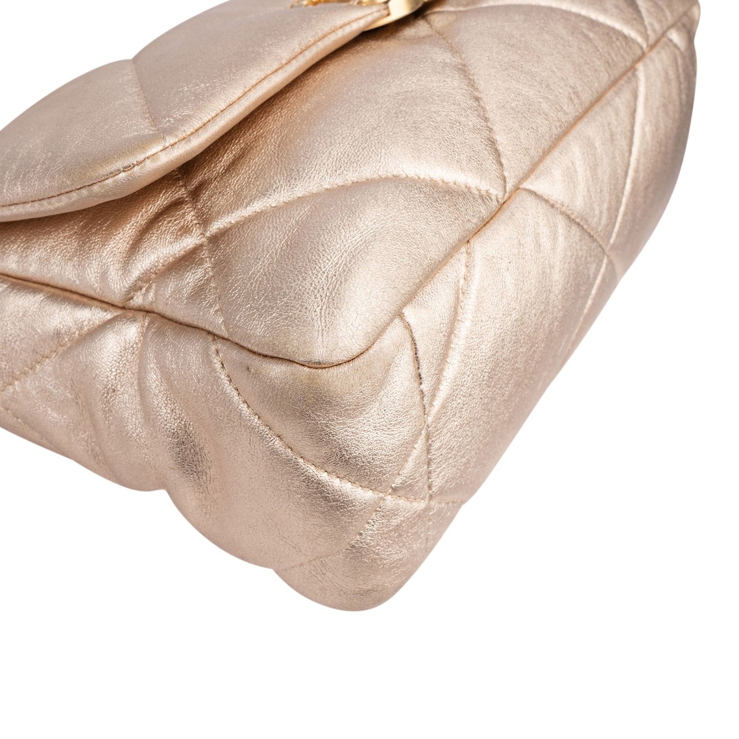 Chanel 19 Quilted Metallic Lambskin Chanel Single Flap Crossbody Bag