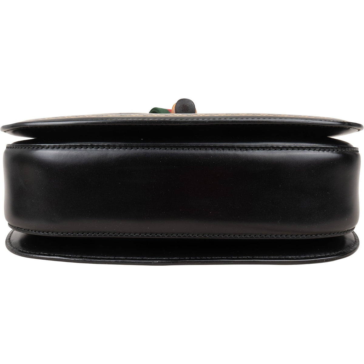 Gucci Black Leather Monogram Bamboo Top Handle 1947 Handbag