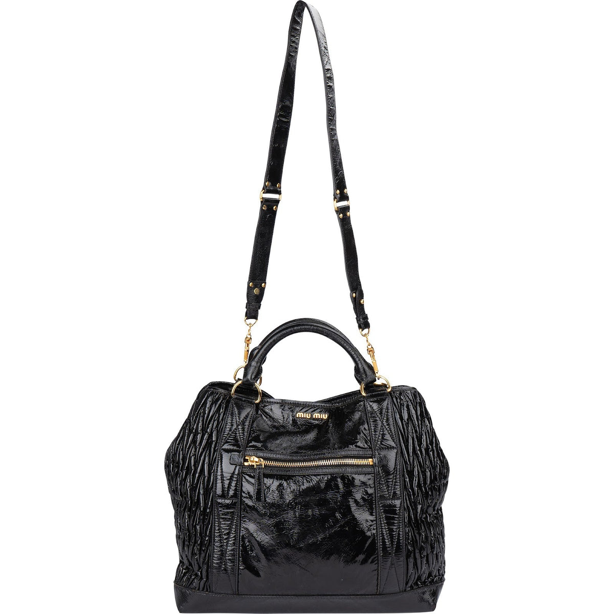 Miu Miu Quilted Vitello Shine Large Bowler Handbag