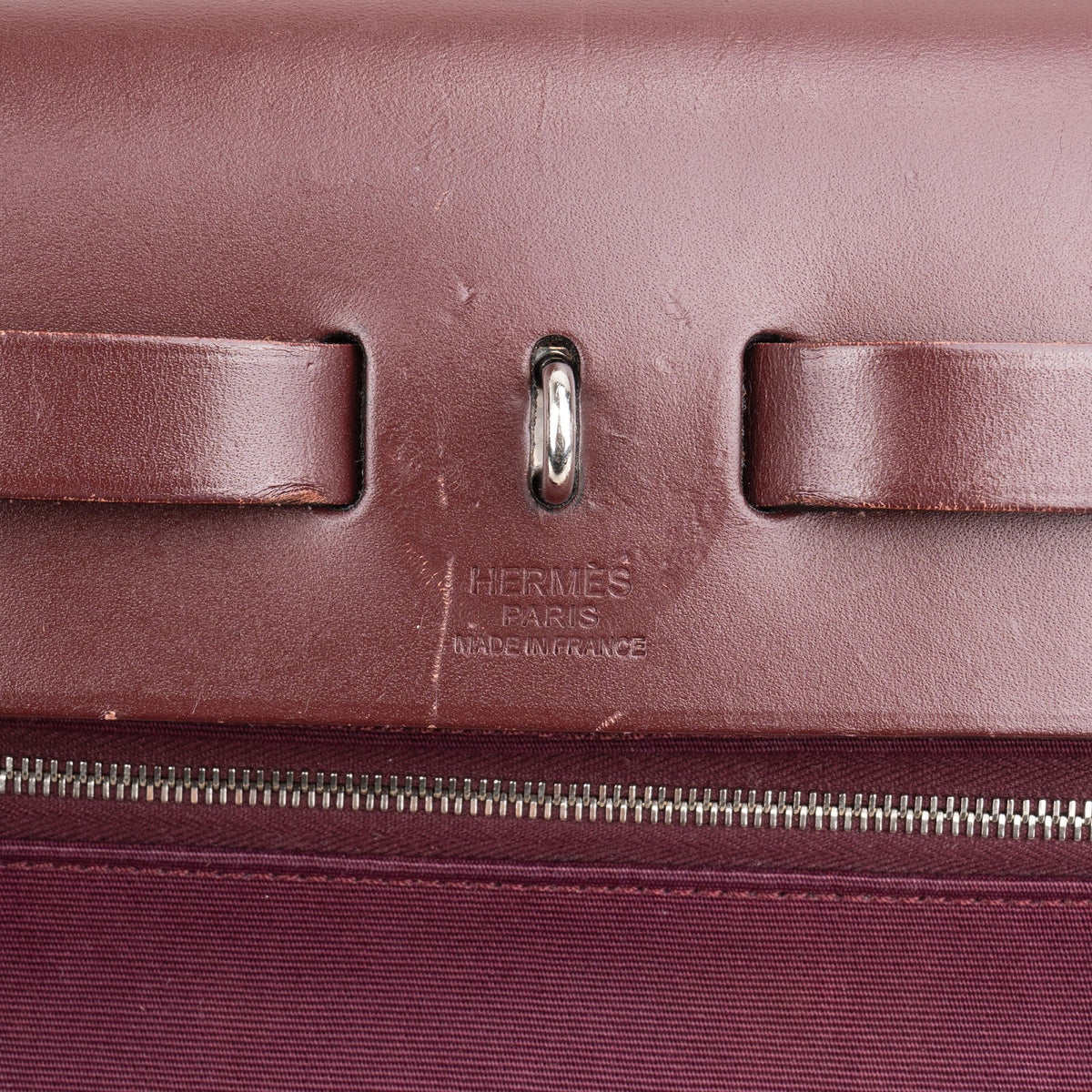 Hermès Classic Cotton Herbag 31 Maroon Zip Crossbody Handbag