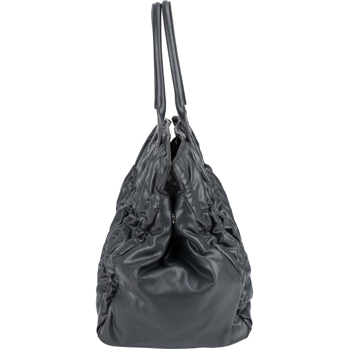 Miu Miu Grey Matelassé Nappa Leather Tote Handbag
