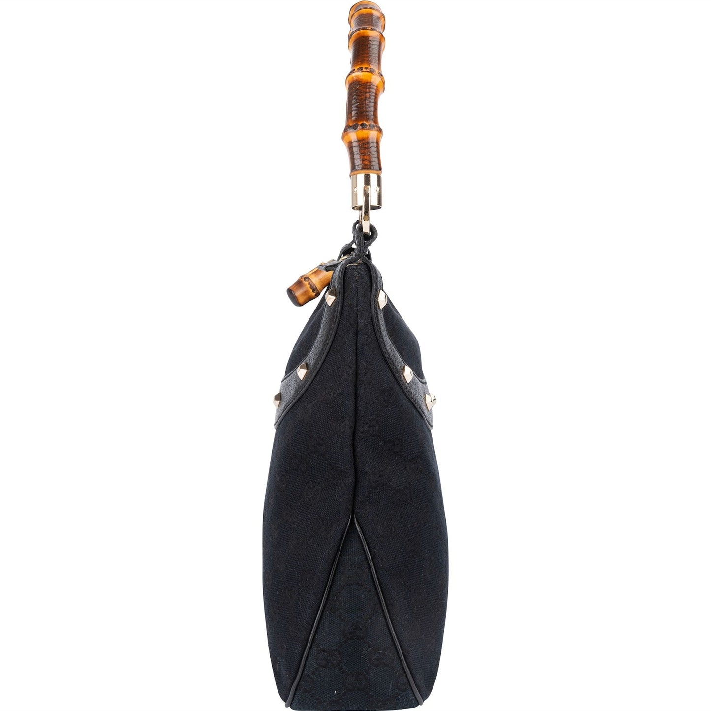 Gucci Monogram GG Studded Bamboo Hobo Handbag