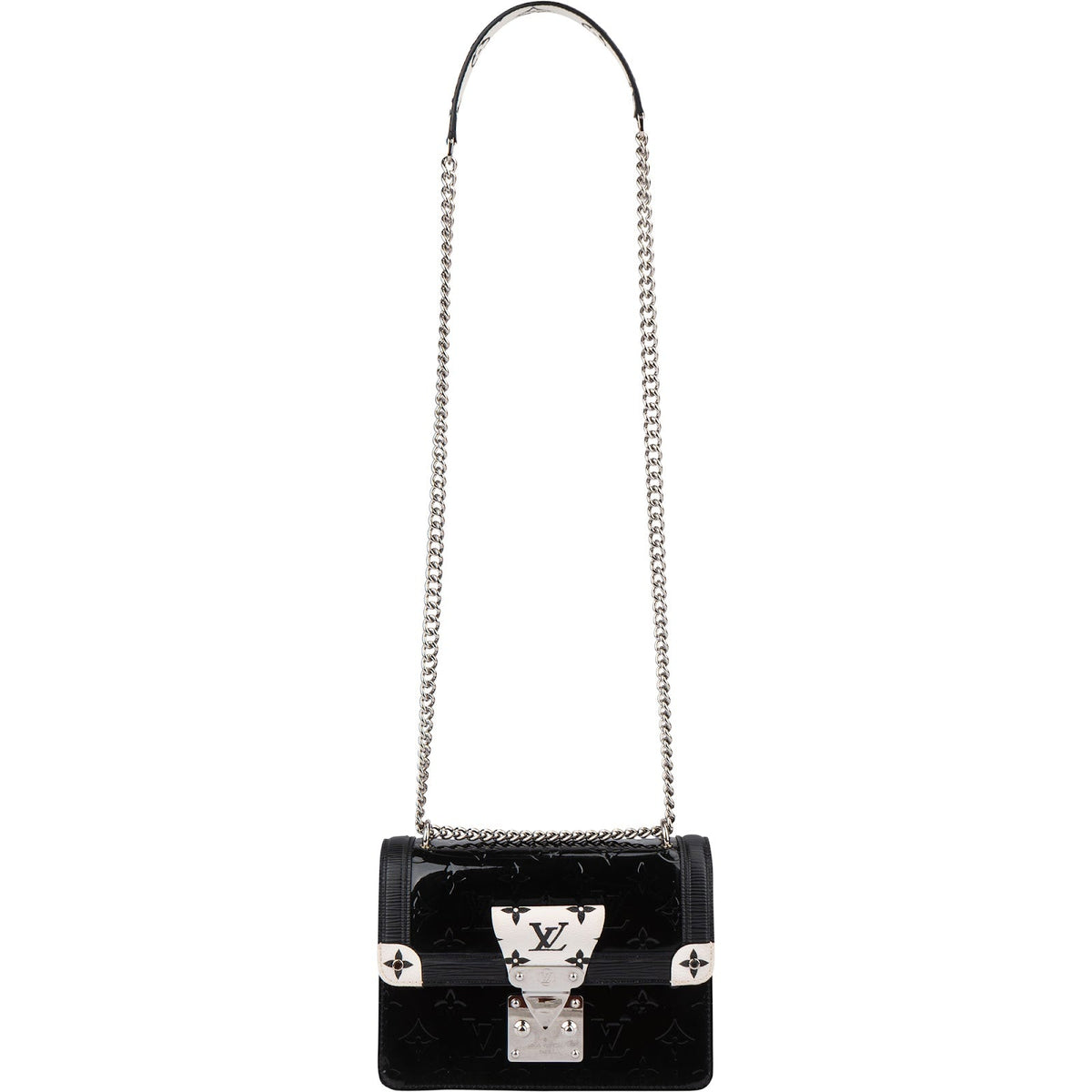 Louis Vuitton Monogram Canvas Black & White Vernis Leather Wynwood Trunk Crossbody Bag
