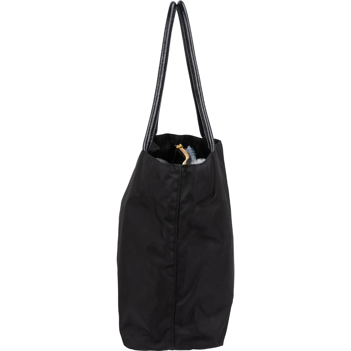Prada Tessuto Nylon Patent Leather Handle Tote Shoulder Bag