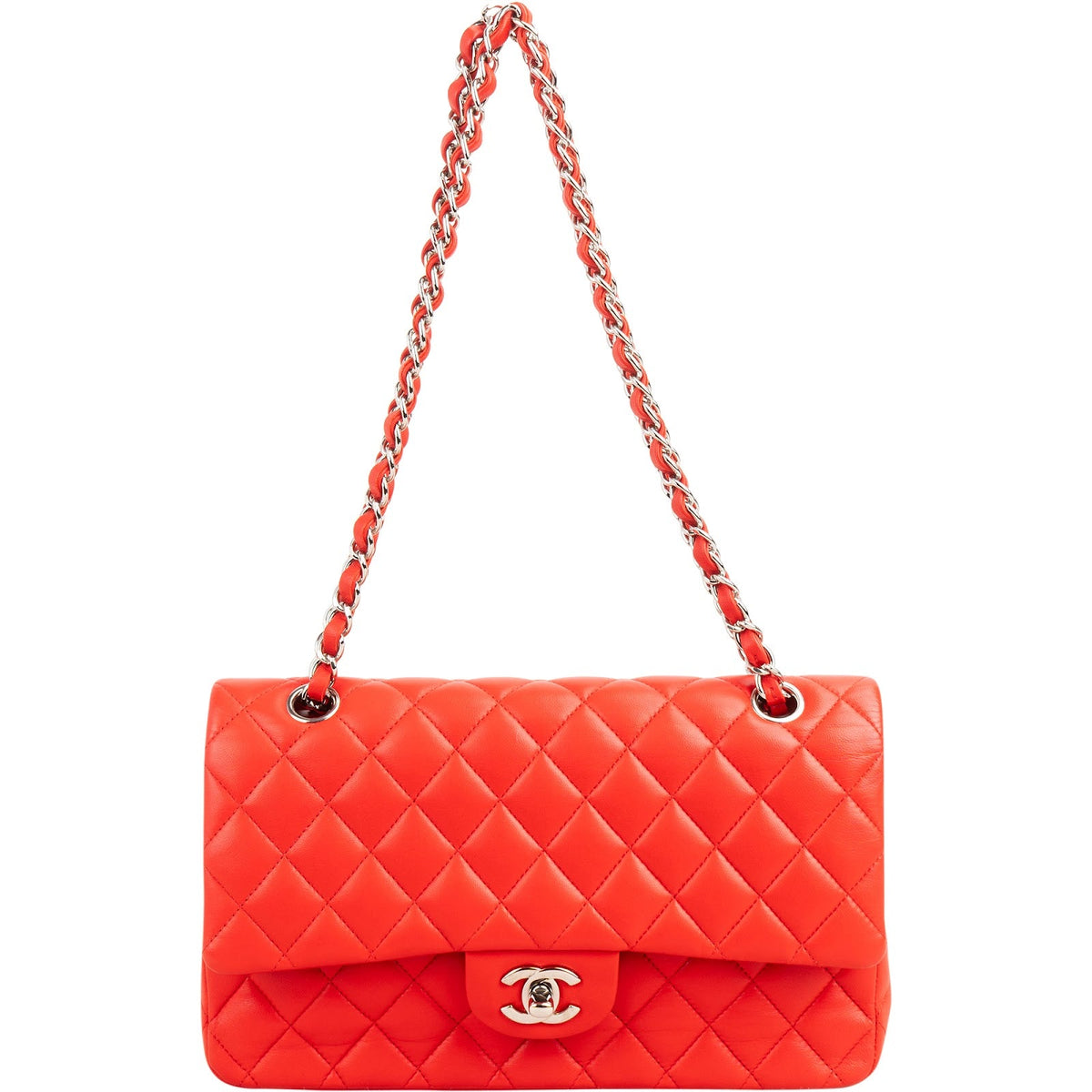 Chanel Quilted Lambskin Palladium Medium Double Flap Shoulder Bag