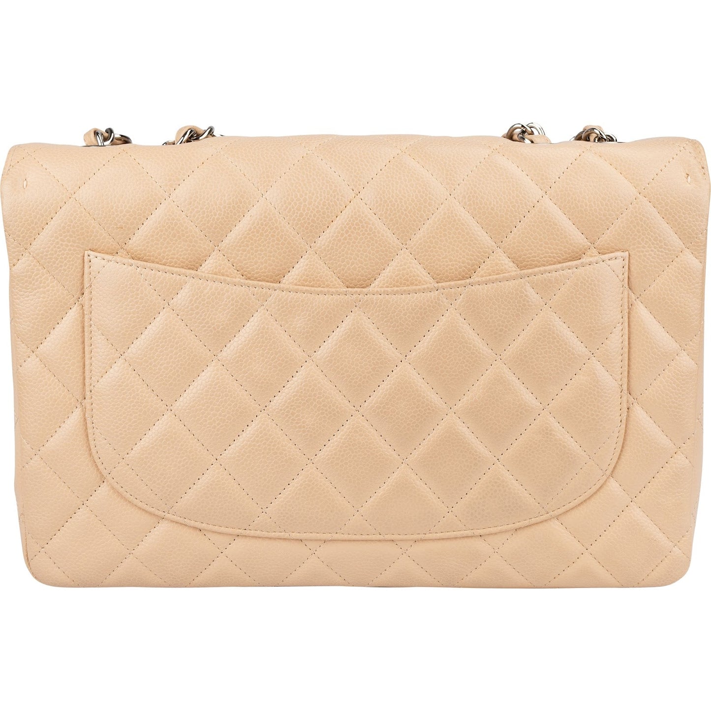Chanel Quilted Caviar Leather Palladium Jumbo Single Flap Crossbody Bag