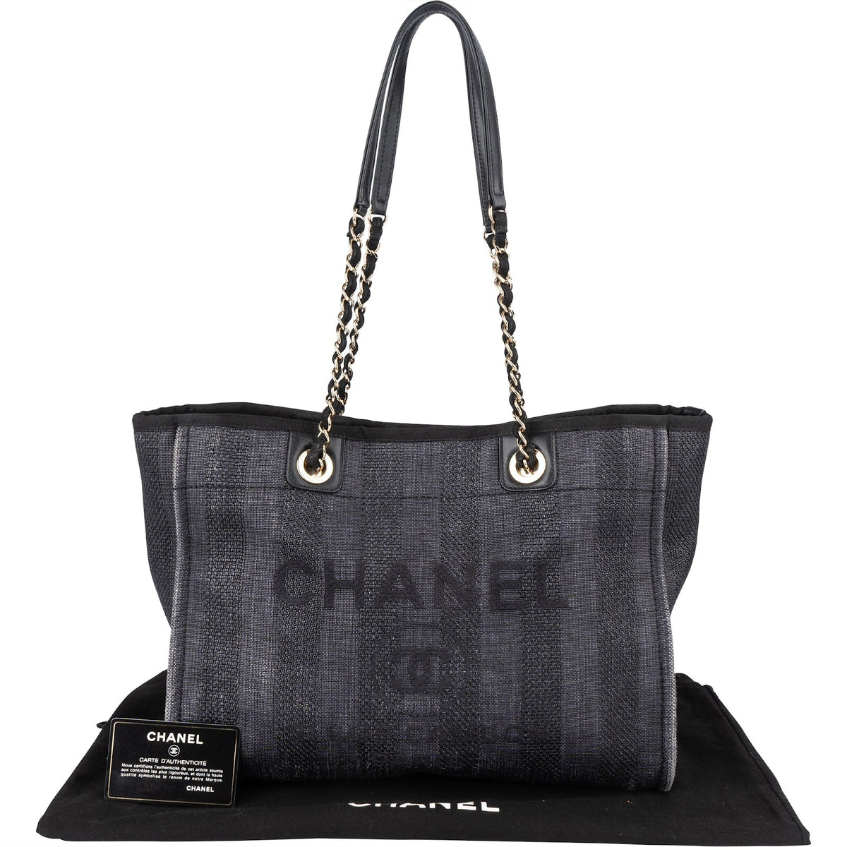 Chanel Bleu Tweed Deauville Tote Shoulder Bag