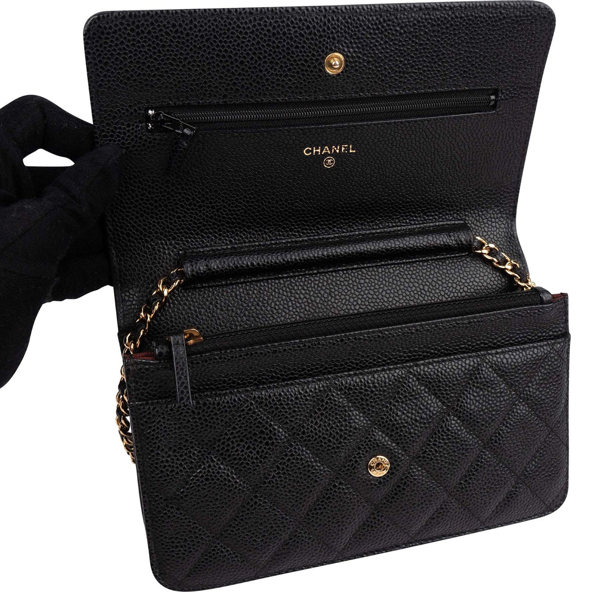 Chanel Quilted Caviar Leather CC Wallet On Chain Crossbody Bag