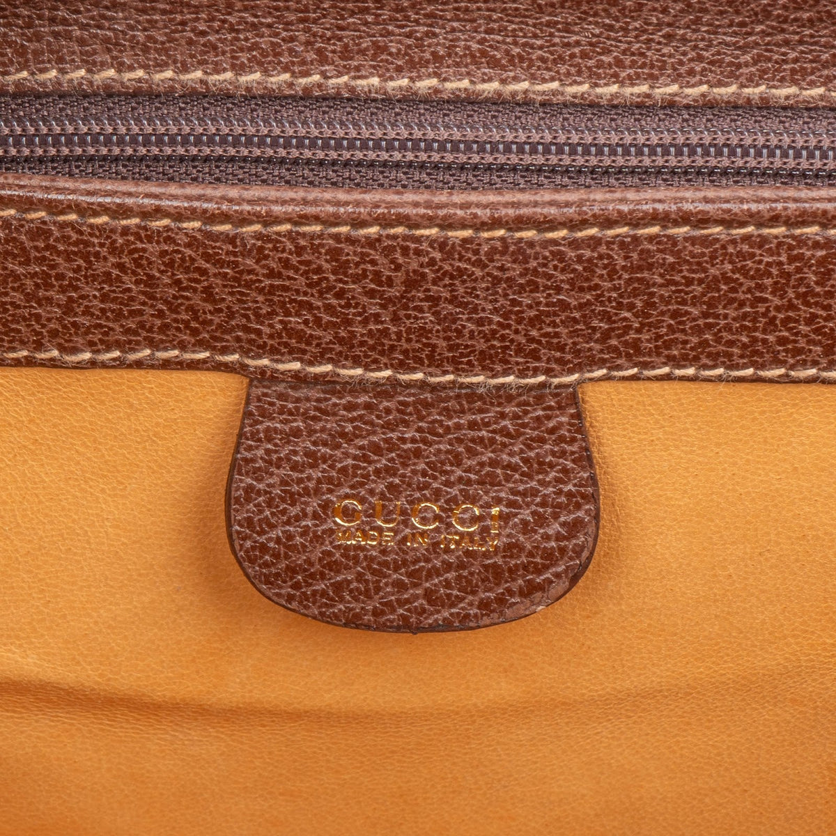 Gucci Brown Leather Bamboo Lock Top Handle Handbag
