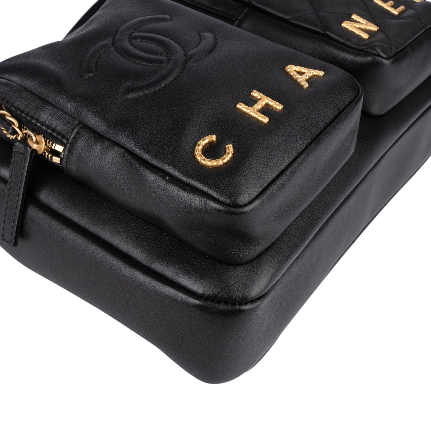 Chanel Quilted Lambskin CC Multi-Pocket Camera Crossbody Bag