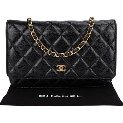 Chanel Quilted Caviar Leather Wallet On Chain Crossbody Bag