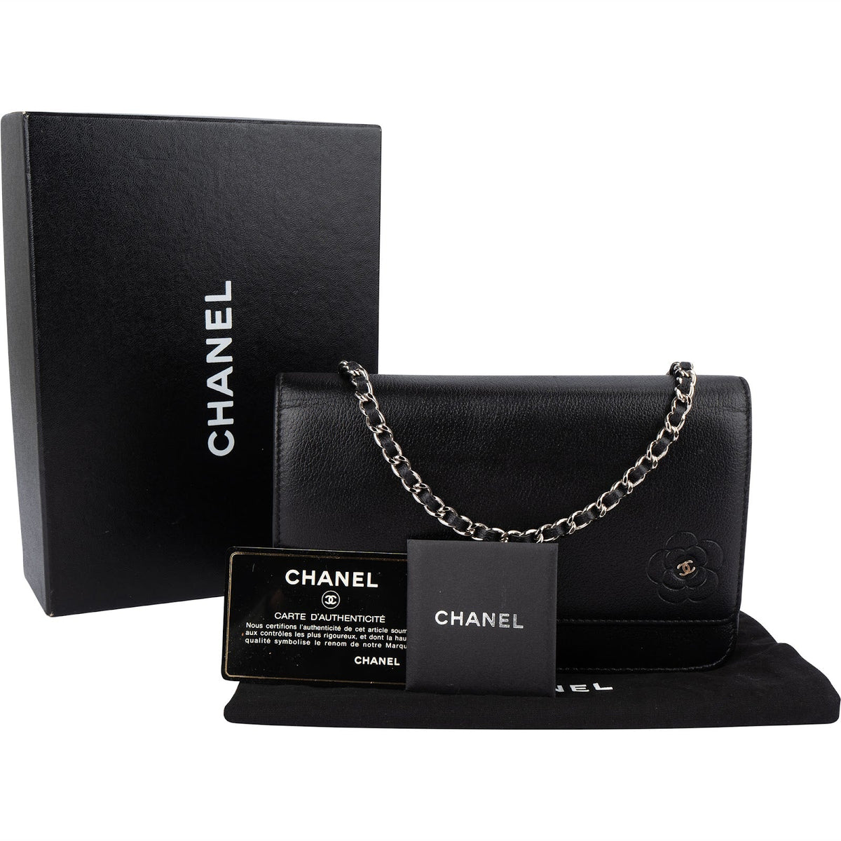 Chanel Chic Leather Camellia Wallet On Chain Crossbody Bag