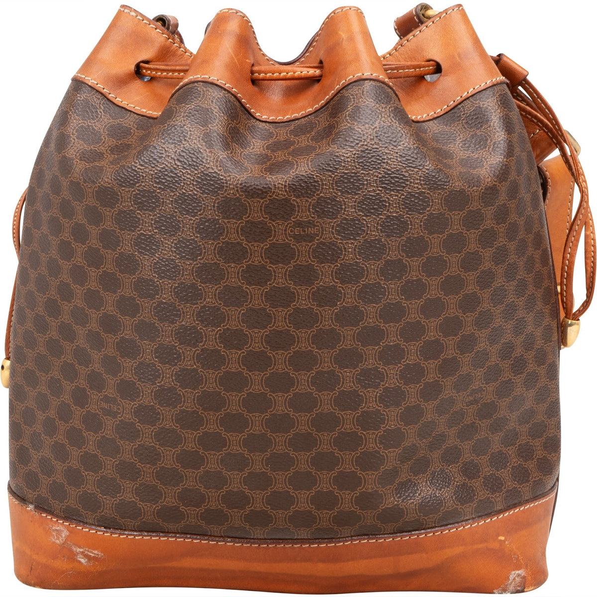 Celine Macadam Canvas Drawstring Bucket Shoulder Bag