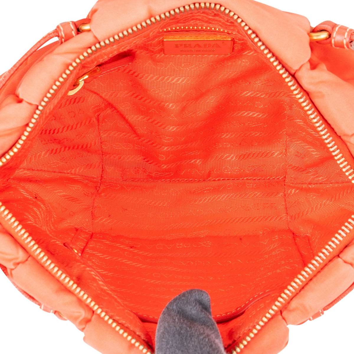 Prada Orange Nylon Puffer Shoulder Bag