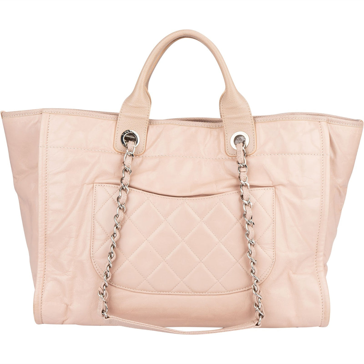Chanel Rose Leather Shopper Deauville Shoulder Bag