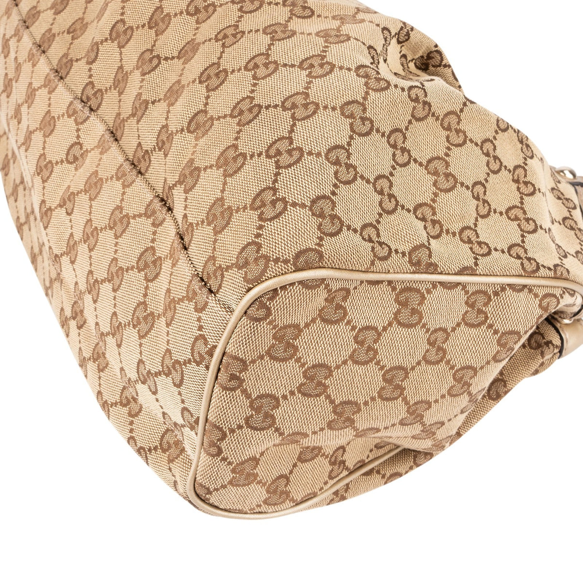 Gucci Monogram GG Canvas Metallic Leather Sukey Hobo Handbag