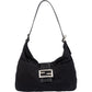 Fendi Black Cotton Baguette Buckel Shoulder Bag