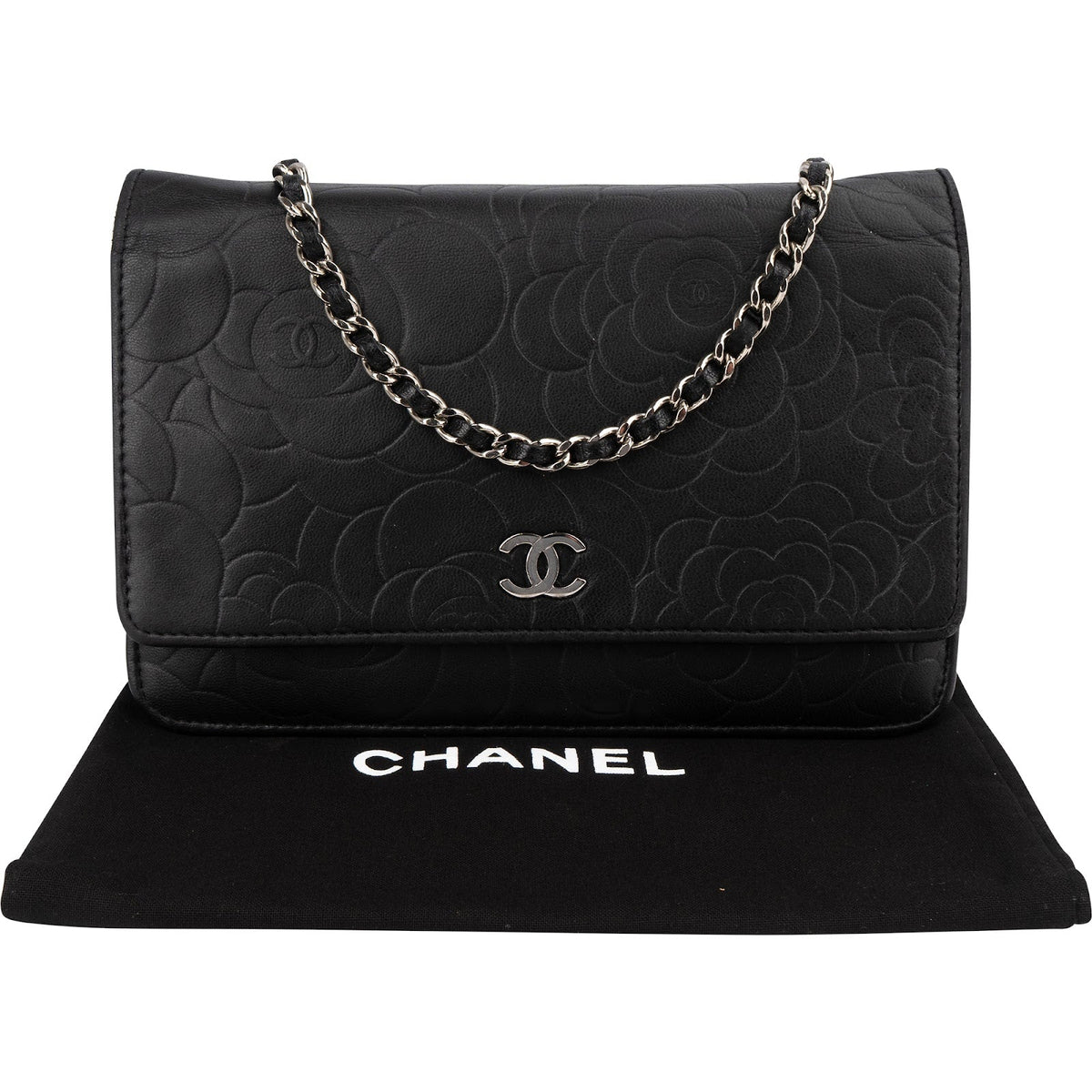 Chanel Camellia Embossed Wallet on Chain Crossbody Bag