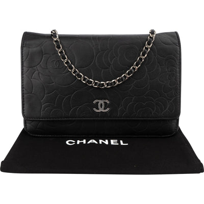 Chanel Camellia Embossed Wallet on Chain Crossbody Bag