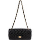 Chanel Quilted Lambskin East West Single Flap Shoulder Bag